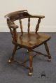 Ethan Allen Antiqued Pine Old Tavern Mate’s Chair W/ Casters 12 - 6001 Post-1950 photo 2