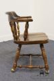 Ethan Allen Antiqued Pine Old Tavern Mate’s Chair W/ Casters 12 - 6001 Post-1950 photo 5