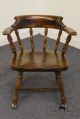 Ethan Allen Antiqued Pine Old Tavern Mate’s Chair W/ Casters 12 - 6001 Post-1950 photo 6