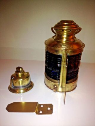 Antique 1910 Triplex Brass Bow Lantern - All Including Mounting Bracket photo