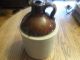 Antique Stoneware Whiskey Jug Brown/white Old Moonshine Bottle 11 