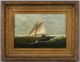 19thc Antique American,  Maritime Sailboat Ship,  O/c Oil Painting Frame Other Maritime Antiques photo 1
