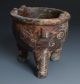 Chinese Qijia Style Carved Pattern 3 Foot Sacrificial Vessel Jade Ding - Jr10254 Neolithic & Paleolithic photo 3