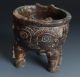Chinese Qijia Style Carved Pattern 3 Foot Sacrificial Vessel Jade Ding - Jr10254 Neolithic & Paleolithic photo 4
