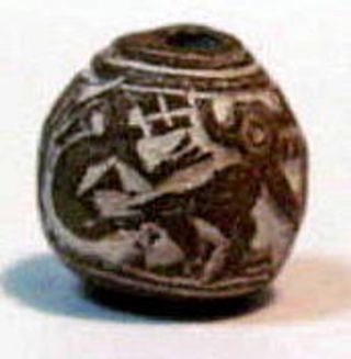 Pre - Columbian Brown Double Animals Bead.  Guaranteed Authentic. photo