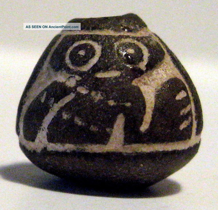 Pre - Columbian Black Owl Bead.  Guaranteed Authentic. The Americas photo