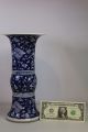Old Chinese Gu - Form Blue And White Porcelain Vase Other Chinese Antiques photo 4