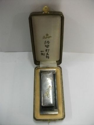 Toothpick Case And A Tray Of The Pure Silver 33g/ 1.  16oz.  Japanese Antique. photo