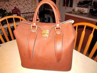 Vintage Made In Italian Leather Brown Large Doctor Bag Dual Handles photo