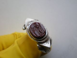 Roman Silver Legionary Gemstone Ring photo