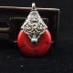 Old Tibet Artificial Red Stone Silver Pendant Necklaces & Pendants photo 5