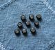 9 Antique Tiny Rhinestone & Black Glass Buttons - 1/4 