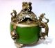 China Handmade Old Tibet Silver Dragon Jade Incense Burner Other Antique Chinese Statues photo 1