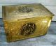 Vintage Handmade Embossed Brass Covered Wood Kindling Box Fireplace Chest Hearth Ware photo 7