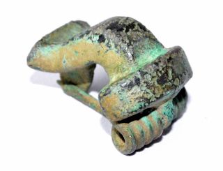 Roman Bronze Knee Type Brooch/fibula - Rare Ancient Historic Artifact - B191 photo