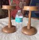 Pair Antique Hat Stand Wood Wooden Tall Millinery Store Display Industrial Molds photo 3