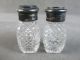 C1900s Brilliant Cut Glass Shakers Caning Pattern Meriden Silverplate Frame Salt & Pepper Shakers photo 5