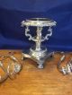 Antique Silver Plate Cut Glass Epergne - Circa 1900 Anglo Irish Glass Waterford Bowls photo 3