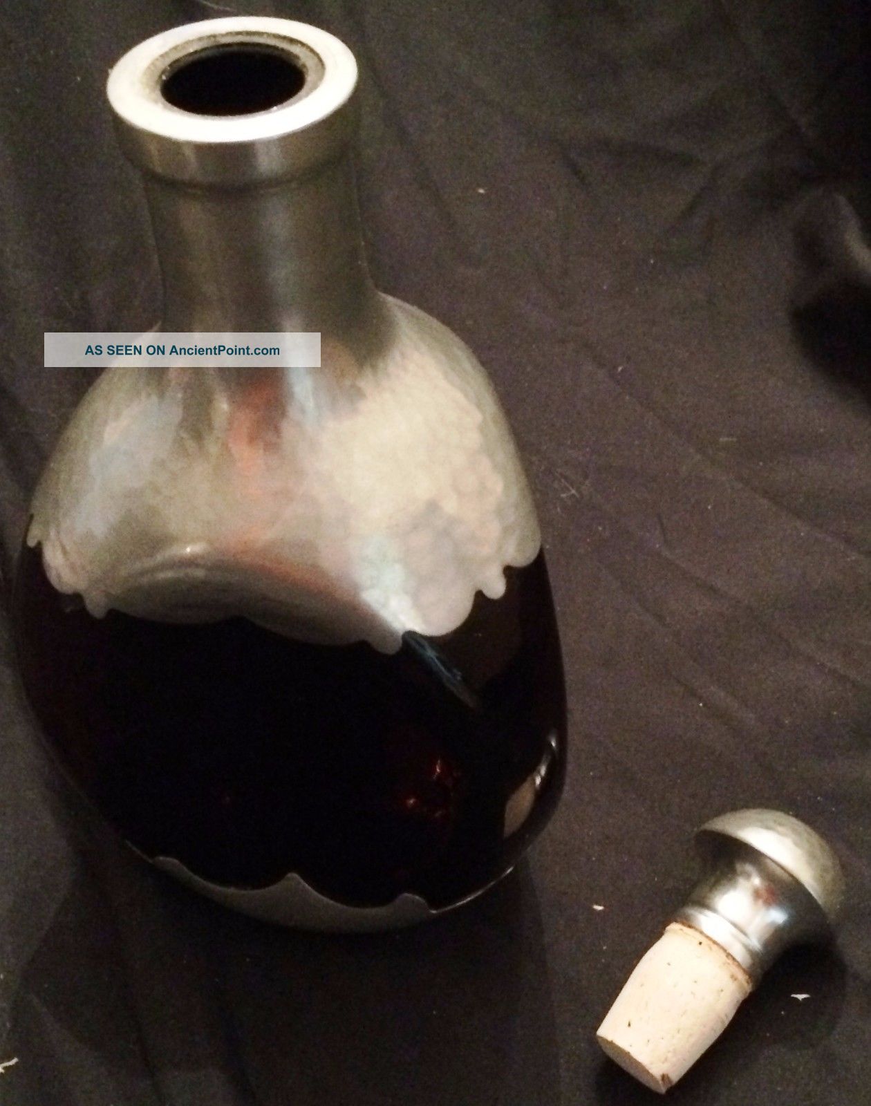 Royal Holland Pewter Daalderop Pewter & Amber Glass Decanter With Cork Stopper Decanters photo