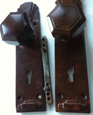 Reclaimed /antique 1x Pair Bakelite Art Deco Door Handles/knobs photo