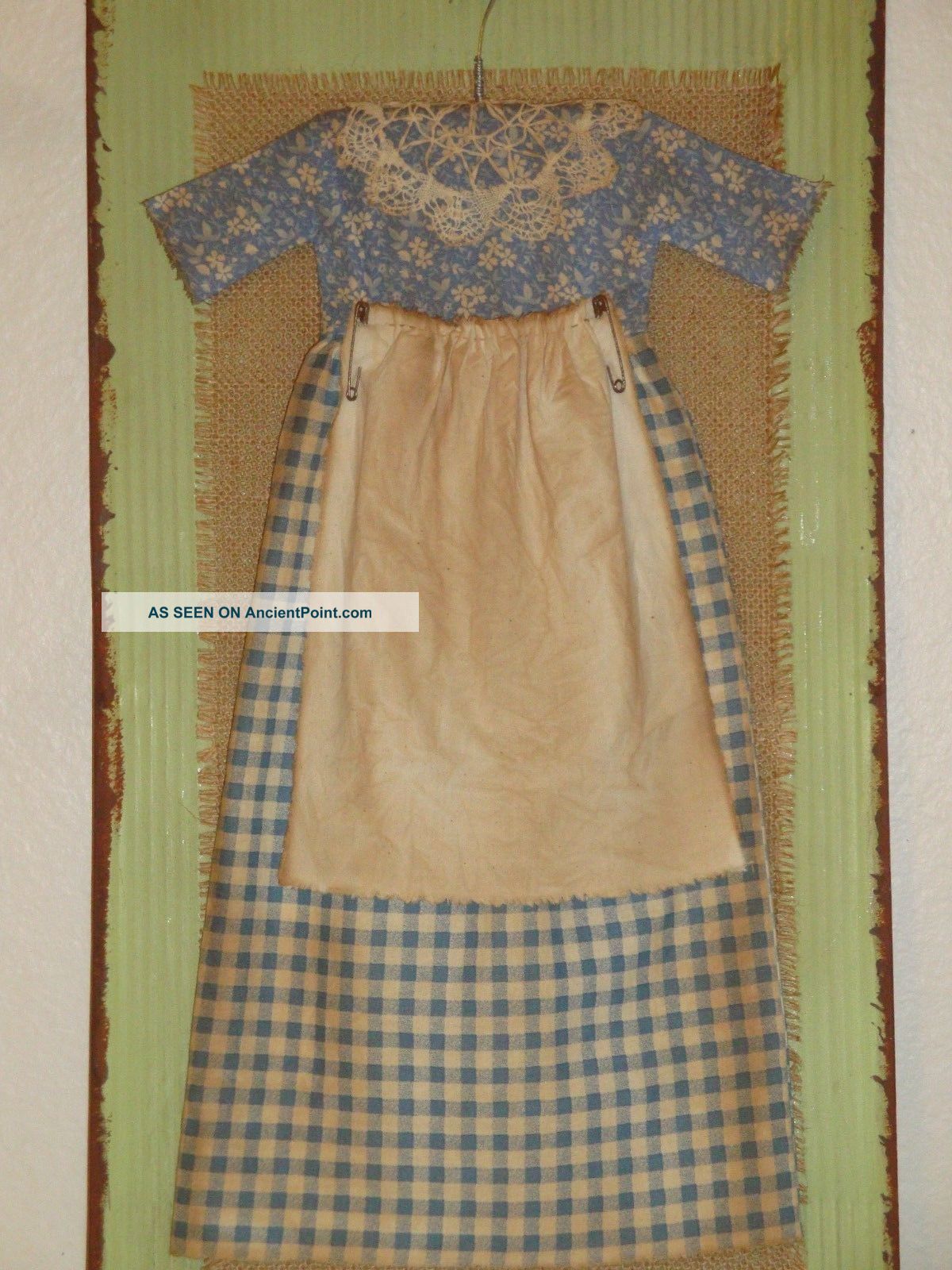 Primitive Doll Dress - Folkart - Handmade Stitchery - Home Decor - Grungy Primitives photo