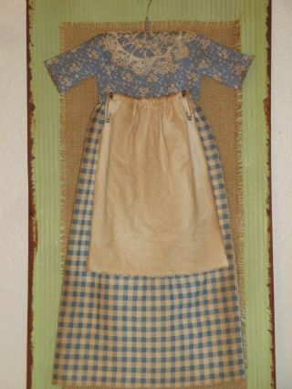 Primitive Doll Dress - Folkart - Handmade Stitchery - Home Decor - Grungy photo