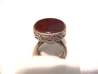 Vintage Islamic Middle Eastern Tribal Ethnic Big Red Agate Ring خاتم اسلامي photo
