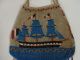 Rare Antique 19thc French,  Sailing Gun Ship & Flags Beaded Handbag,  Pocketbook Folk Art photo 3