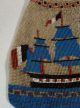 Rare Antique 19thc French,  Sailing Gun Ship & Flags Beaded Handbag,  Pocketbook Folk Art photo 4