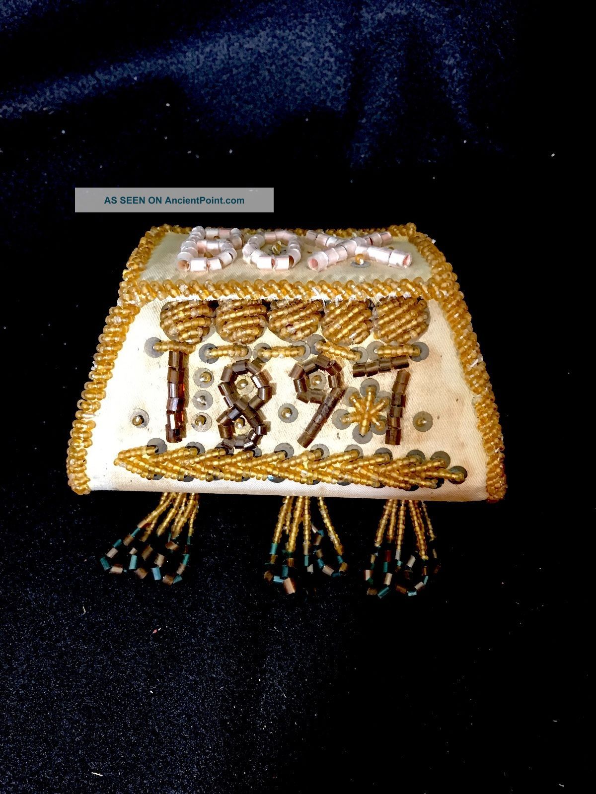 Iroquois Bead Work Box Purse Dated 1897 Native American Aafa Native American photo