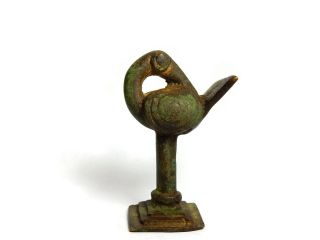 Rare African Antique Cast Bronze Akan Ashanti Gold Weight - A Sankofa Bird photo