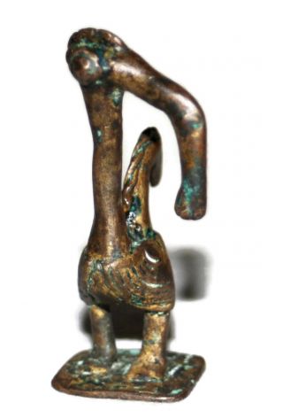 Rare Antique African Bronze Akan Ashanti Gold Weight A Bird With A Funny Beak photo