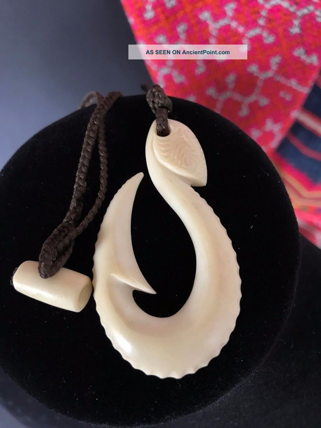 Old Carved Zealand Maori Fish Hook Necklace A Traditional Piece Other Ethnographic Antiques photo