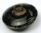 Antique Black Glass Button Bird Perched On Nest W/ Carnival Luster - 11/16 