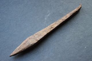 Ancient Medieval Iron Cross Bow Arrowhead 12/14th Century Ad photo