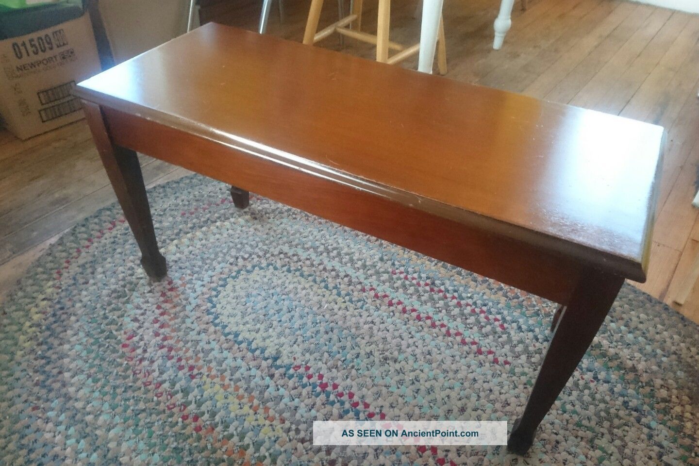 Vintage Mid Century Hinged Piano Organ Sewing Bench Brass Hardware. Post-1950 photo
