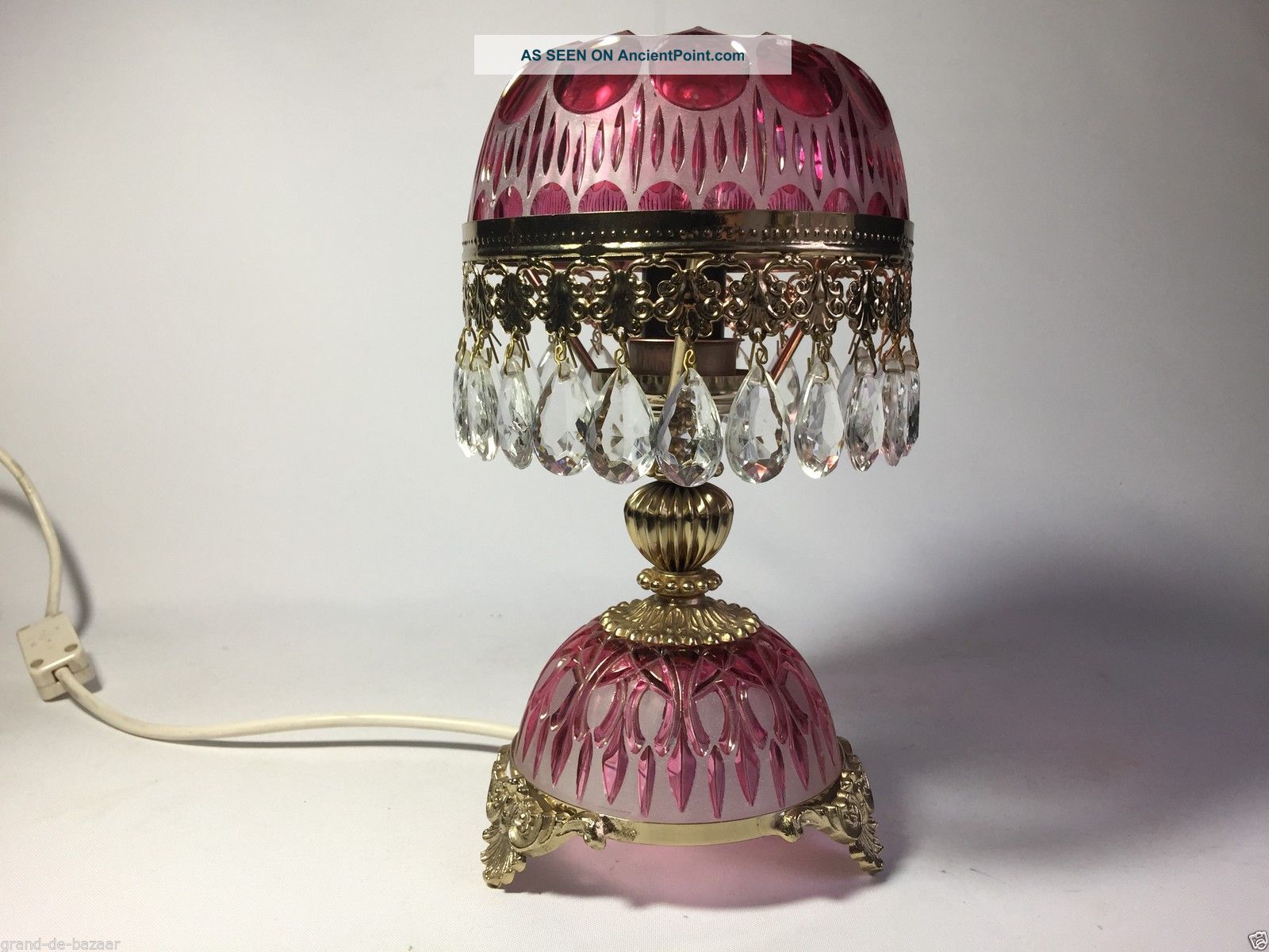 Antique French Art Deco Hand Blown Frosted Glass Table Lamp - Pattern 20th Century photo