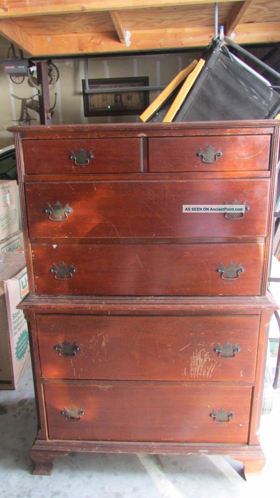 Early 20th Century American Highboy Dresser Solid Wood Construction 1900-1950 photo
