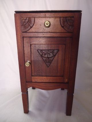 Antique Hand Carved Side Cabinet Nightstand End Table Art Deco photo