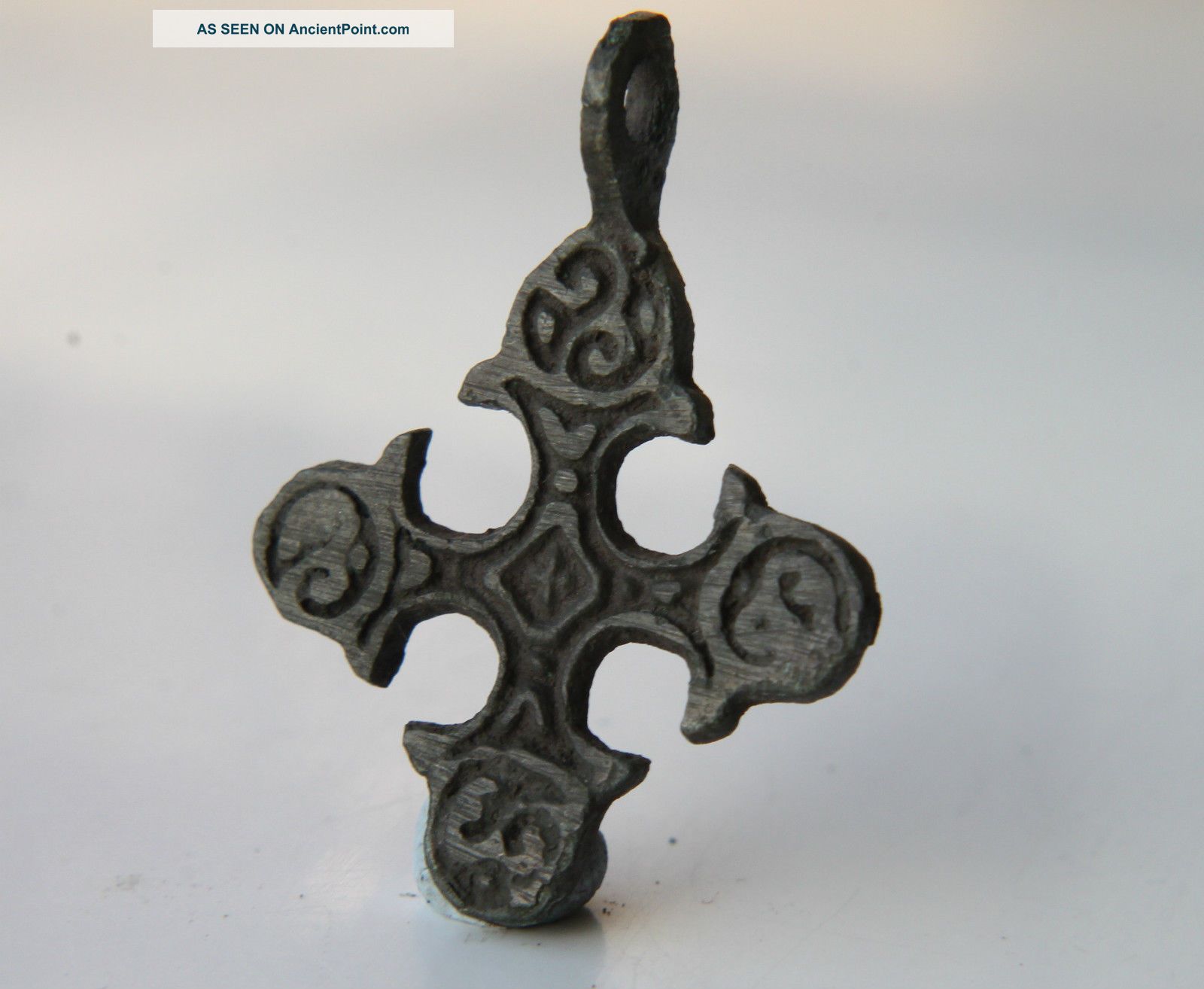 Viking Period Bronze Decоrated Cross Scandinavian Norse Pendant 900 Ad Vf, Scandinavian photo
