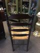 Vintage Hitchcock Chair Co.  Stenciled Signed Captains Ladderback Rush Seat Arm Post-1950 photo 6