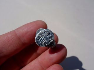 Roman Silver Engraved Ring Displayed Temple And Branch photo