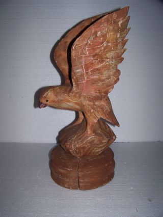 Antique Folk Art Wood Carved Eagle Primitive Piece photo