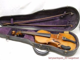Early Josef Guarnerius Fecit Cremonac Anno 1742 Ihs Violin W/ Bows & Case (nr) photo