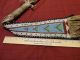Apache Indian Pipe Tomahawk Beaded Hide Drop Engraved Head Very Old Native American photo 2