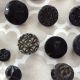 Fancy Black Glass Buttons Lustre Mourning Lacy Czech Floral Victorian Gold Gilt Buttons photo 4