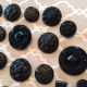 Fancy Black Glass Buttons Lustre Mourning Lacy Czech Floral Victorian Iridescent Buttons photo 1
