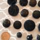 Fancy Black Glass Buttons Lustre Mourning Lacy Czech Floral Victorian Iridescent Buttons photo 4