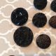 Fancy Black Glass Buttons Lustre Mourning Lacy Czech Floral Victorian Iridescent Buttons photo 5