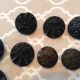 Fancy Black Glass Buttons Lustre Mourning Lacy Czech Floral Victorian Iridescent Buttons photo 6